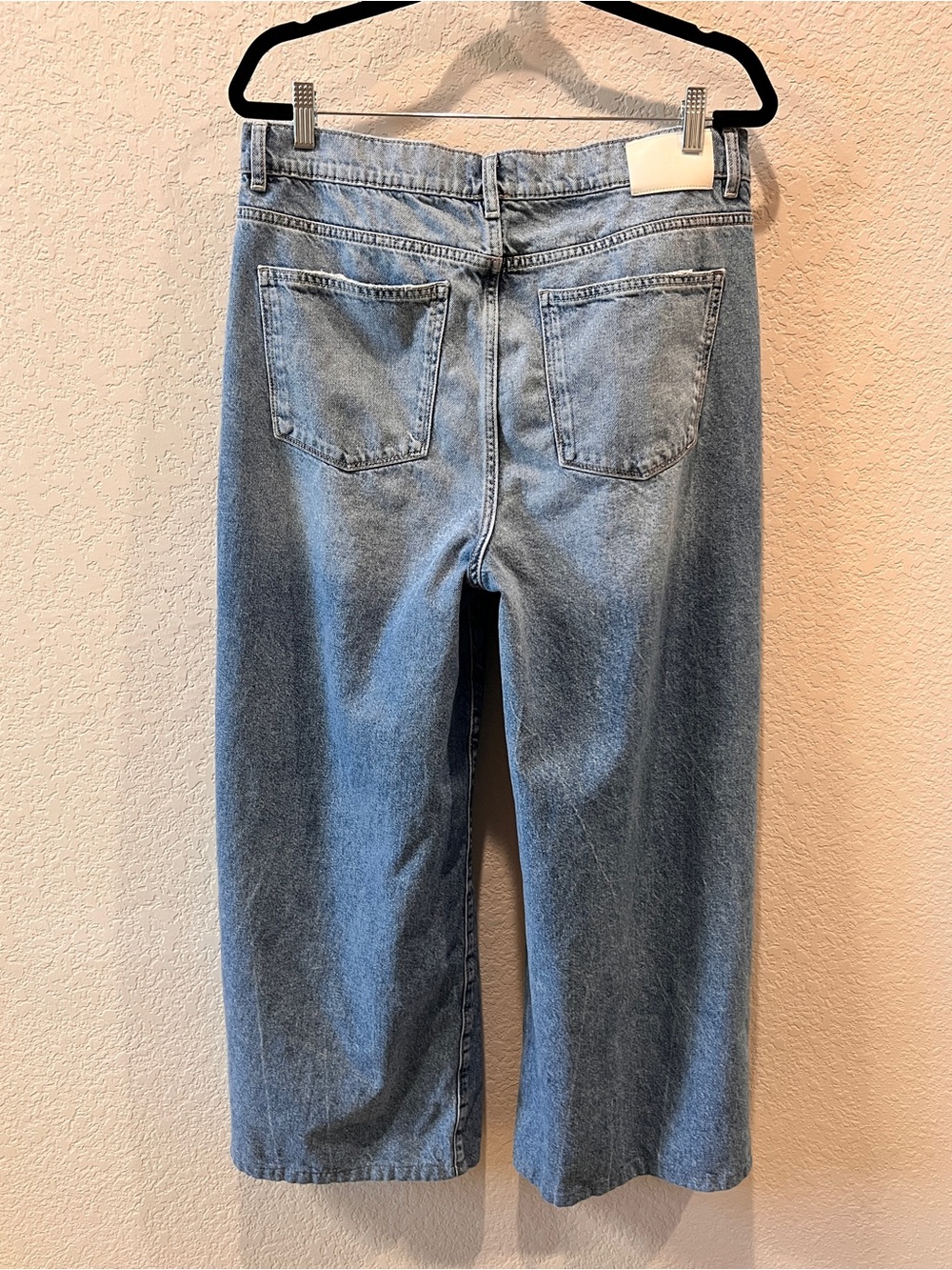 DL 1961 Ripped High Waist Wide Leg Crop Jeans Light Blue Wash Size 31/12 - Picture 15 of 16